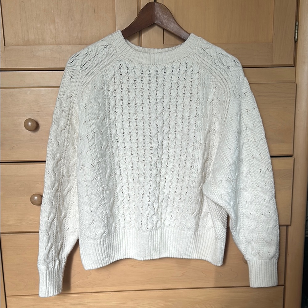 Elegant White Cable Knit Sweater